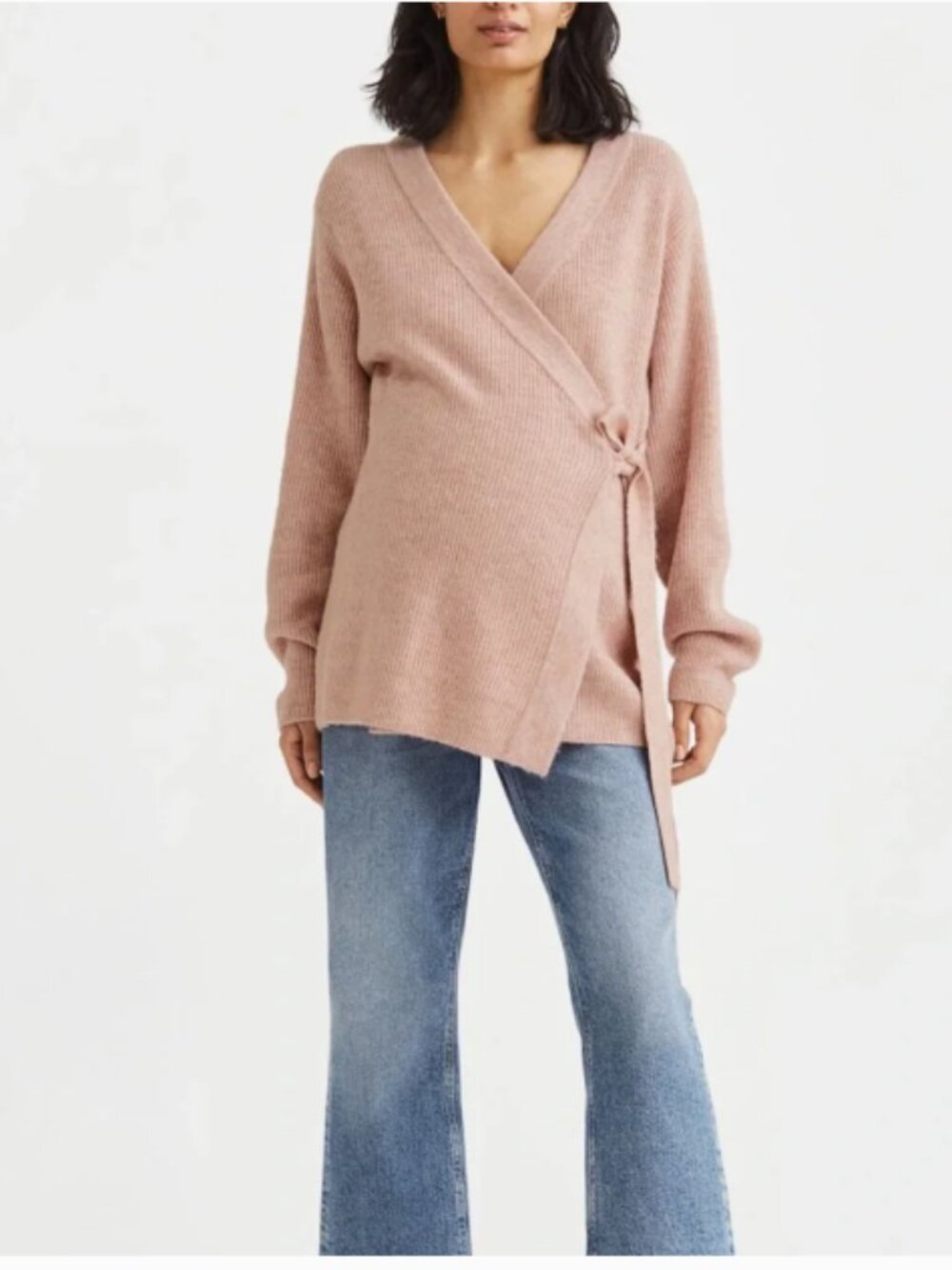H&M Mama Before & After Wrap Fron Cardigan Size M Marled Dusty Rose‎